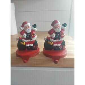 EUC Vintage Santa Cast Iron Christmas Stocking Hanger/Holder Lillian Vernon 1990